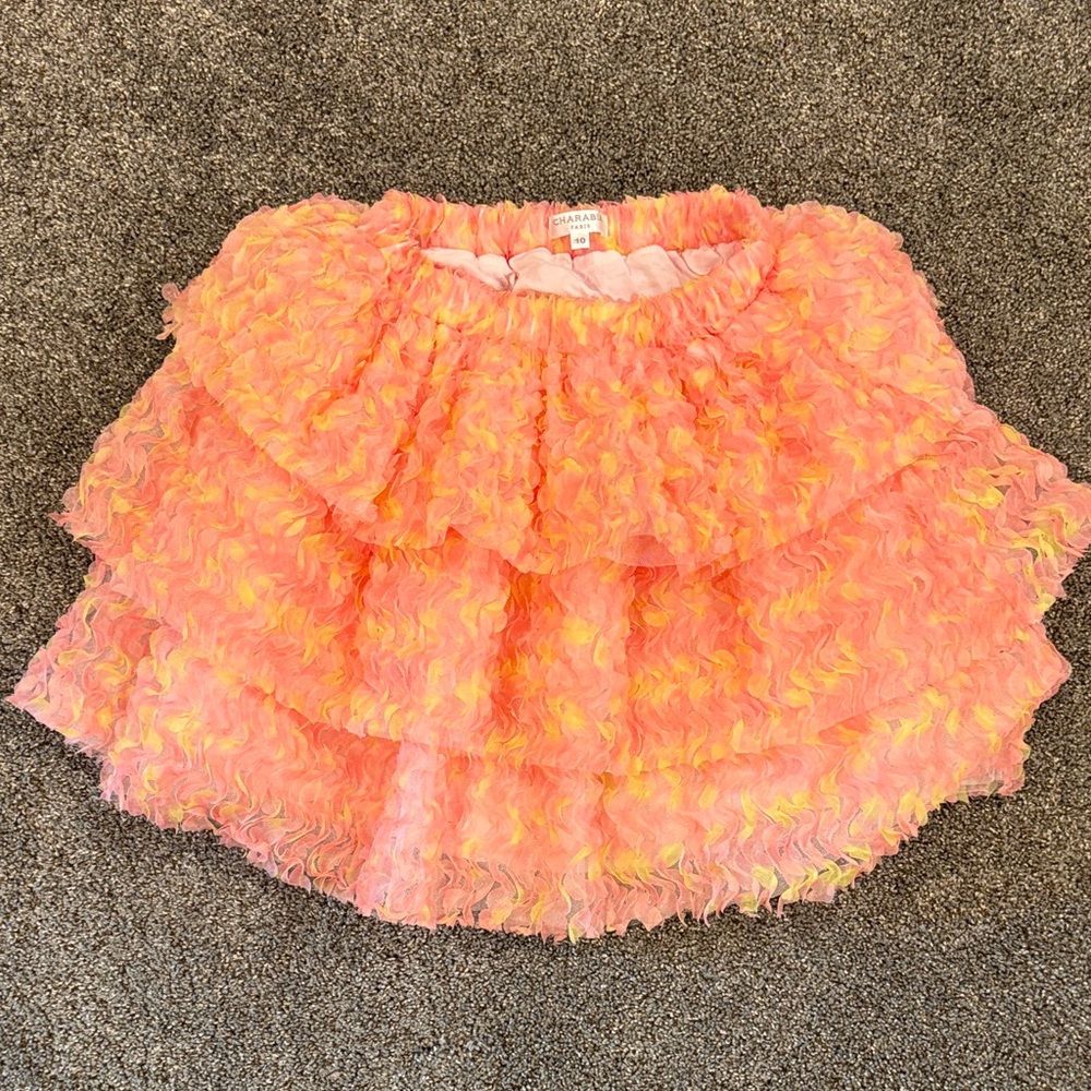 Charabia Paris Ruffled Orange Skirt